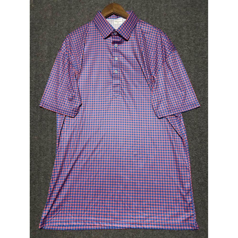 Collars & co polo shirt mens check pattern size 2XLT performance short sleeve - Picture 2 of 7